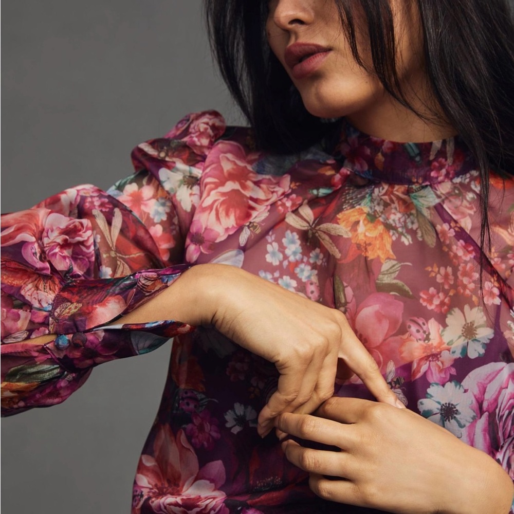 NEW Anthroplogy Organza Blouse with back bow tie - XXS